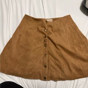 Altar'd State Camel A-Line Skirt with Buttons